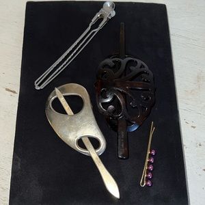 delsol France & unmarked vintage hair comb barrette sticks